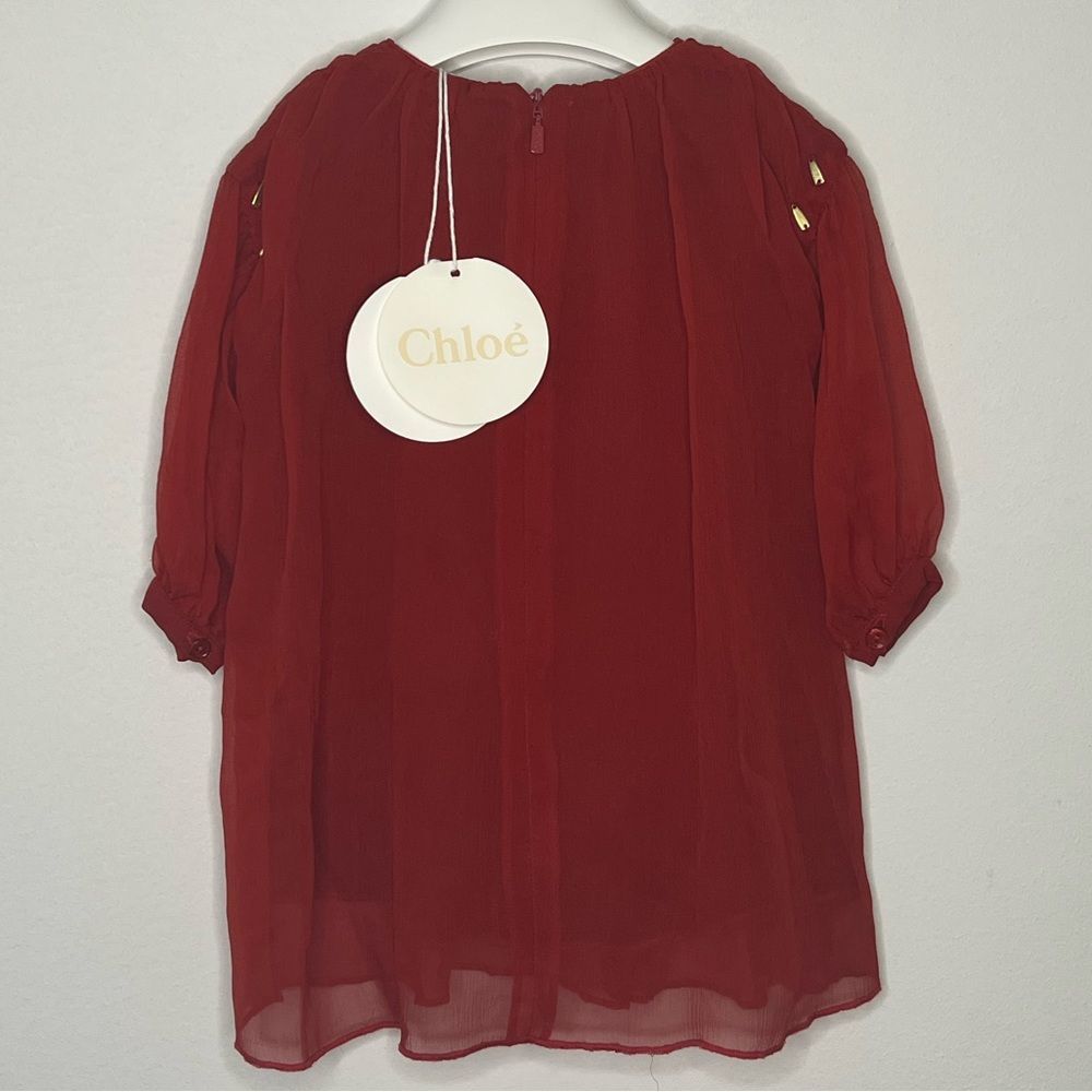 Chloé Red Dress with Goldtone Accents - Picture 2 of 10